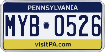 PA license plate MYB0526