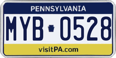 PA license plate MYB0528