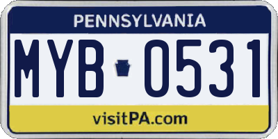 PA license plate MYB0531