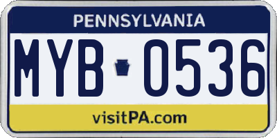 PA license plate MYB0536