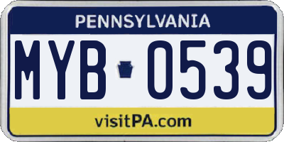 PA license plate MYB0539