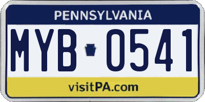 PA license plate MYB0541