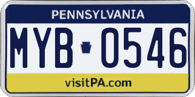 PA license plate MYB0546