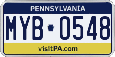 PA license plate MYB0548