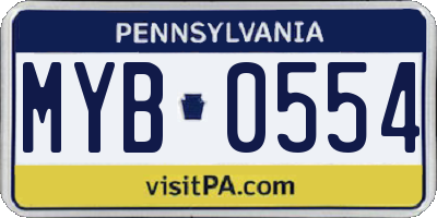 PA license plate MYB0554