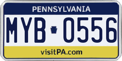PA license plate MYB0556