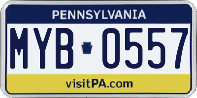 PA license plate MYB0557