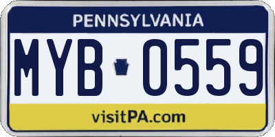 PA license plate MYB0559