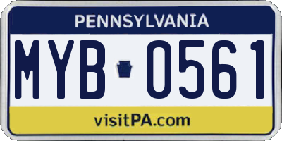 PA license plate MYB0561