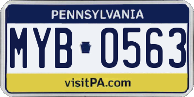 PA license plate MYB0563