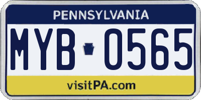 PA license plate MYB0565