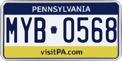 PA license plate MYB0568