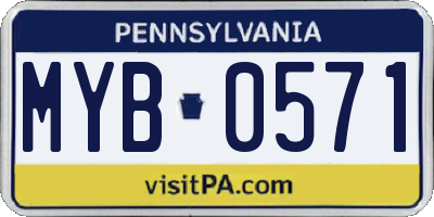 PA license plate MYB0571
