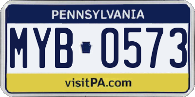 PA license plate MYB0573