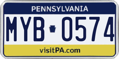 PA license plate MYB0574