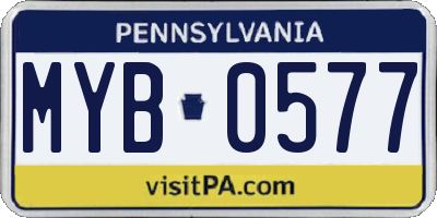 PA license plate MYB0577
