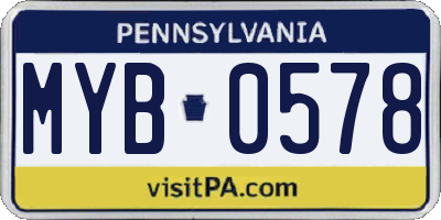 PA license plate MYB0578