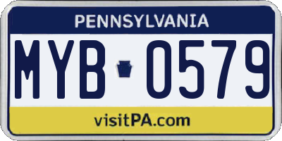 PA license plate MYB0579