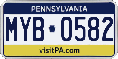 PA license plate MYB0582