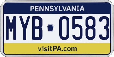 PA license plate MYB0583