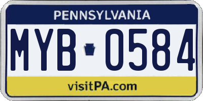 PA license plate MYB0584