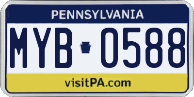 PA license plate MYB0588