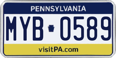PA license plate MYB0589