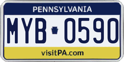 PA license plate MYB0590