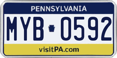 PA license plate MYB0592