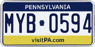 PA license plate MYB0594