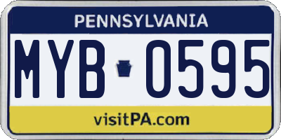 PA license plate MYB0595