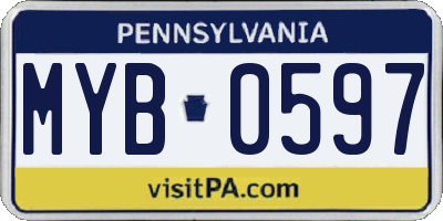 PA license plate MYB0597