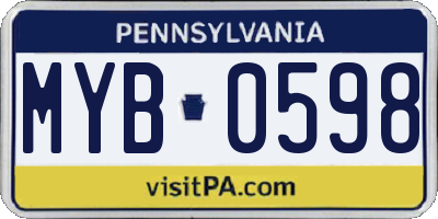 PA license plate MYB0598