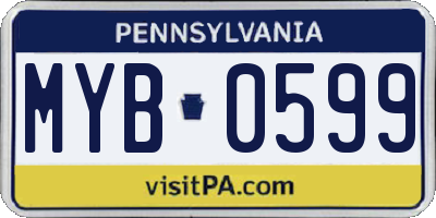 PA license plate MYB0599