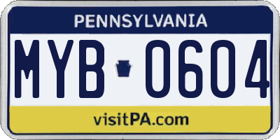 PA license plate MYB0604