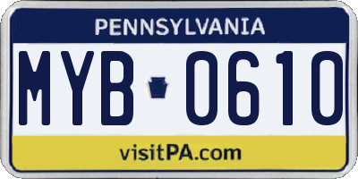 PA license plate MYB0610