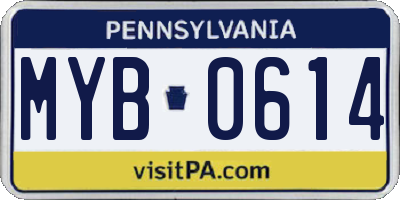 PA license plate MYB0614