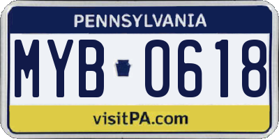 PA license plate MYB0618