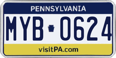PA license plate MYB0624