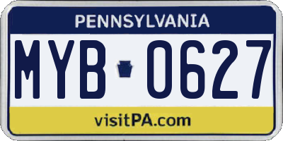 PA license plate MYB0627