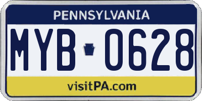 PA license plate MYB0628