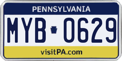 PA license plate MYB0629