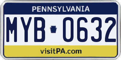 PA license plate MYB0632