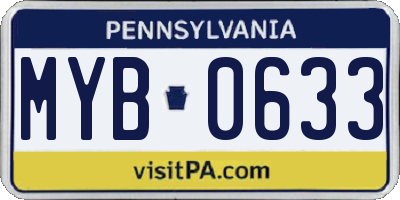 PA license plate MYB0633