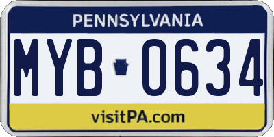 PA license plate MYB0634