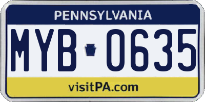 PA license plate MYB0635