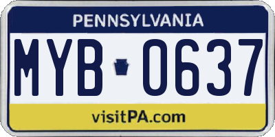 PA license plate MYB0637