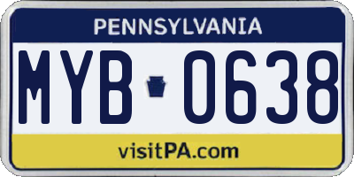 PA license plate MYB0638