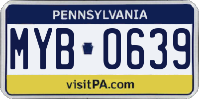 PA license plate MYB0639
