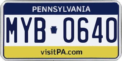 PA license plate MYB0640